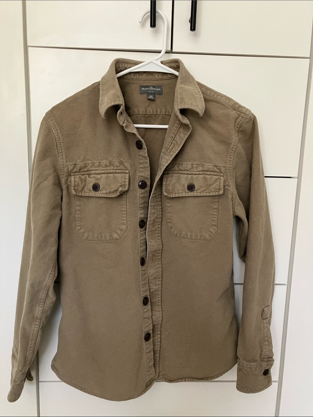 LL Bean Men's Olive Green Chamois Cloth Shirt - Picture 1 of 4